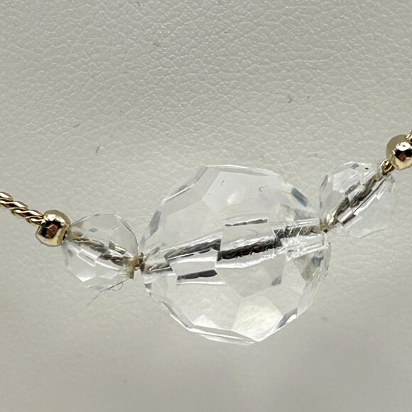 Vintage 60 inch Faceted Crystal Bead Rope Necklace 14K GP Clasp Long Layering - Picture 10 of 12